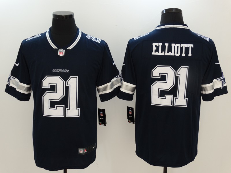 Men's Dallas Cowboys Ezekiel Elliott #21 Navy Jersey